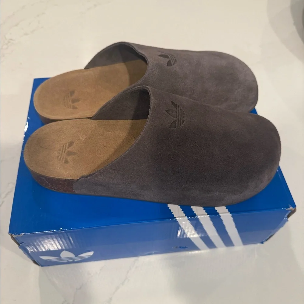 Adidas Men's Charcoal Suede Slip-On Loafers